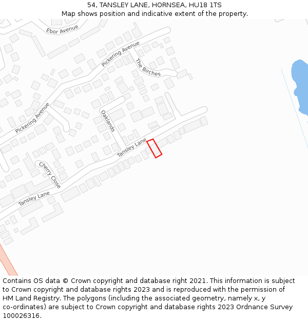 54, TANSLEY LANE, HORNSEA, HU18 1TS: Location map and indicative extent of plot