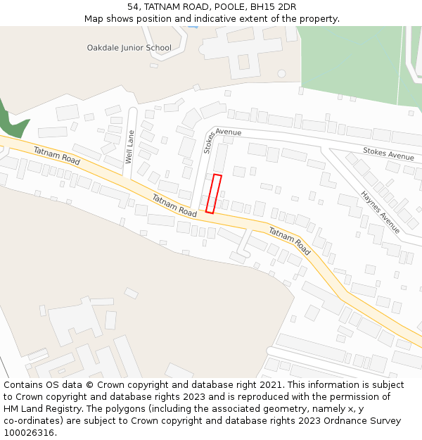 54, TATNAM ROAD, POOLE, BH15 2DR: Location map and indicative extent of plot