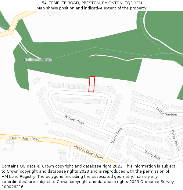 54, TEMPLER ROAD, PRESTON, PAIGNTON, TQ3 1EN: Location map and indicative extent of plot