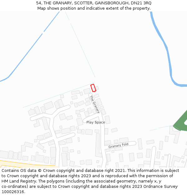 54, THE GRANARY, SCOTTER, GAINSBOROUGH, DN21 3RQ: Location map and indicative extent of plot