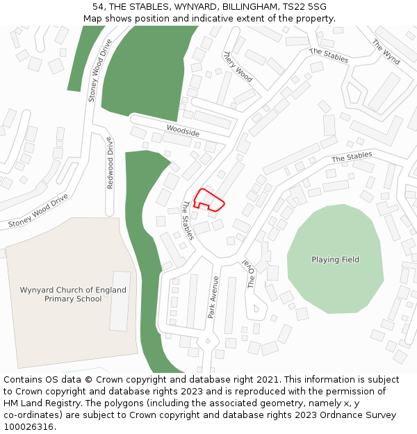 54, THE STABLES, WYNYARD, BILLINGHAM, TS22 5SG: Location map and indicative extent of plot