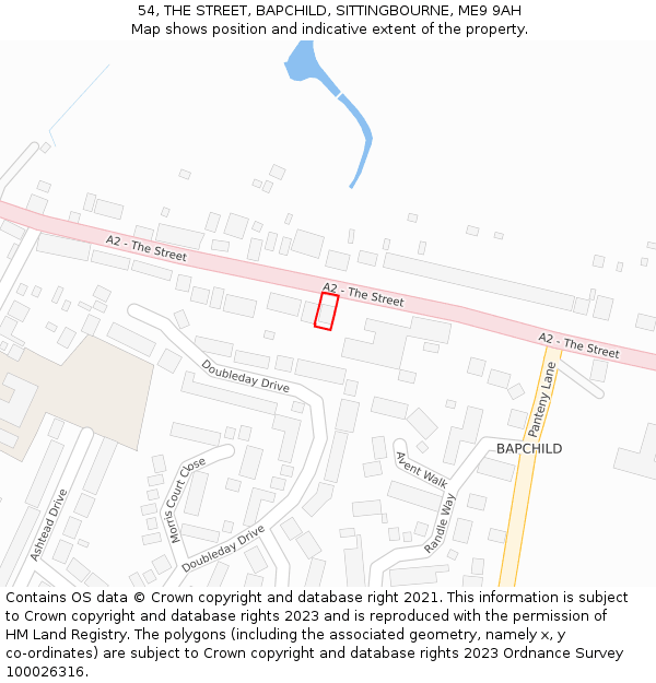 54, THE STREET, BAPCHILD, SITTINGBOURNE, ME9 9AH: Location map and indicative extent of plot