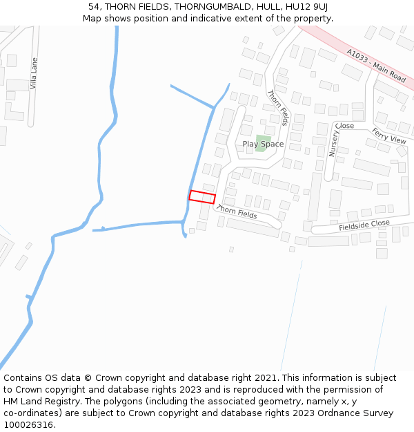 54, THORN FIELDS, THORNGUMBALD, HULL, HU12 9UJ: Location map and indicative extent of plot