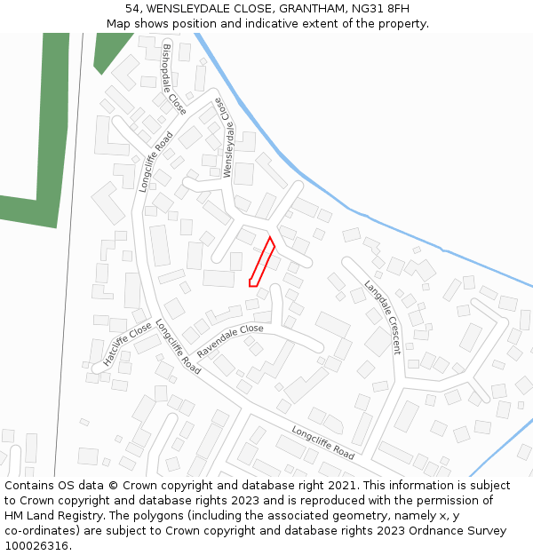 54, WENSLEYDALE CLOSE, GRANTHAM, NG31 8FH: Location map and indicative extent of plot