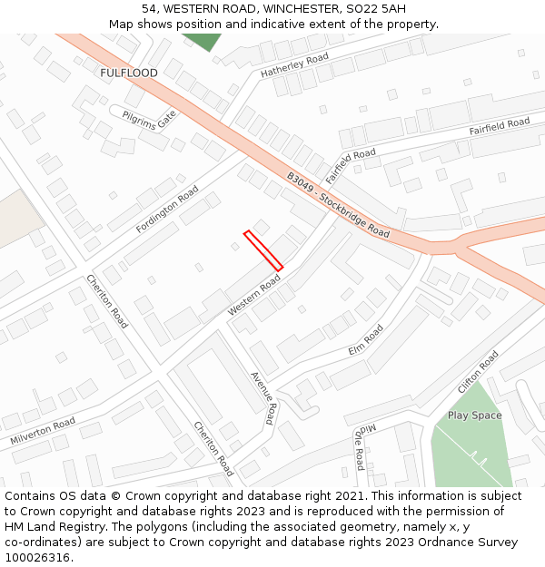 54, WESTERN ROAD, WINCHESTER, SO22 5AH: Location map and indicative extent of plot