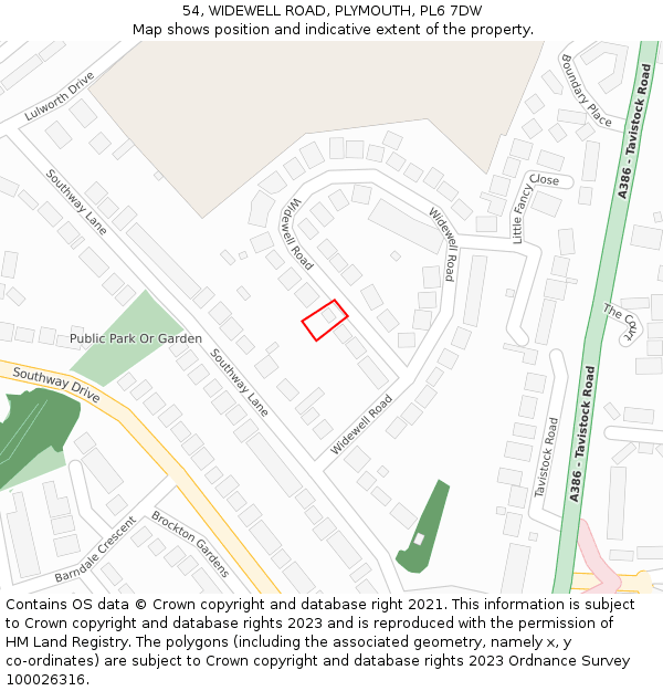54, WIDEWELL ROAD, PLYMOUTH, PL6 7DW: Location map and indicative extent of plot