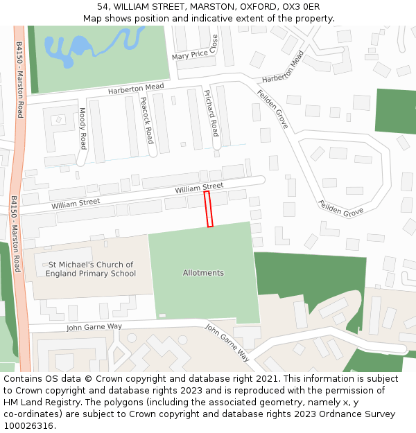 54, WILLIAM STREET, MARSTON, OXFORD, OX3 0ER: Location map and indicative extent of plot