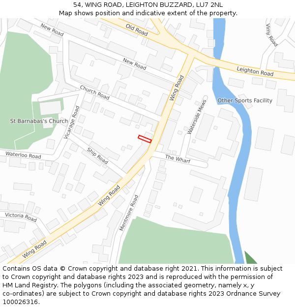 54, WING ROAD, LEIGHTON BUZZARD, LU7 2NL: Location map and indicative extent of plot