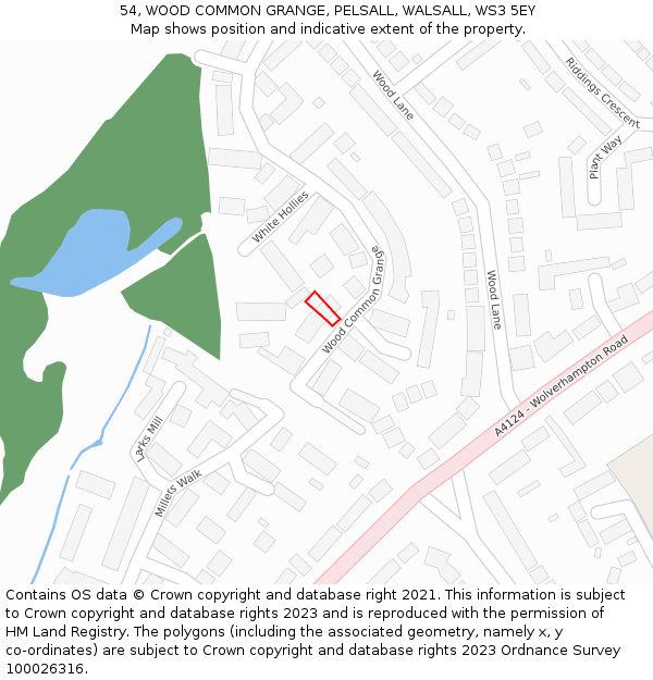 54, WOOD COMMON GRANGE, PELSALL, WALSALL, WS3 5EY: Location map and indicative extent of plot