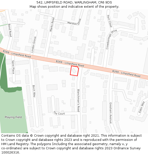 542, LIMPSFIELD ROAD, WARLINGHAM, CR6 9DS: Location map and indicative extent of plot