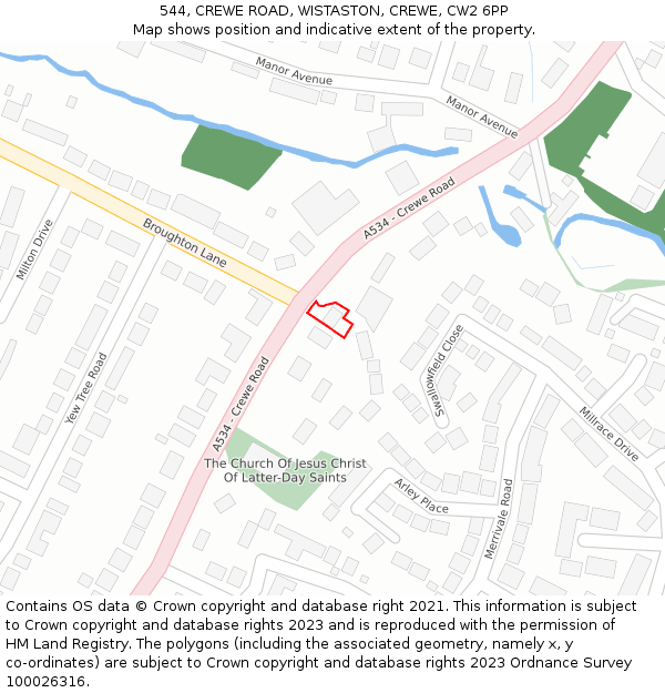 544, CREWE ROAD, WISTASTON, CREWE, CW2 6PP: Location map and indicative extent of plot