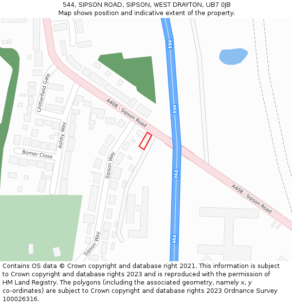 544, SIPSON ROAD, SIPSON, WEST DRAYTON, UB7 0JB: Location map and indicative extent of plot