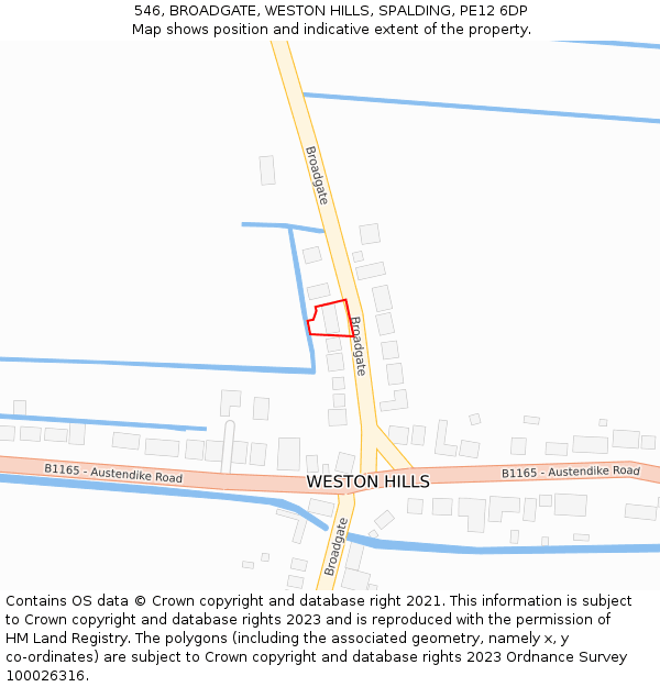 546, BROADGATE, WESTON HILLS, SPALDING, PE12 6DP: Location map and indicative extent of plot