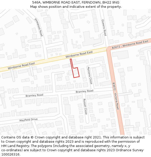 546A, WIMBORNE ROAD EAST, FERNDOWN, BH22 9NG: Location map and indicative extent of plot