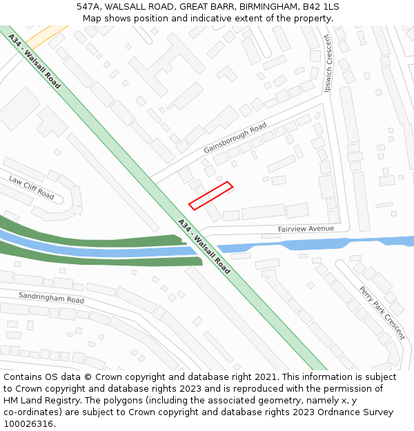 547A, WALSALL ROAD, GREAT BARR, BIRMINGHAM, B42 1LS: Location map and indicative extent of plot