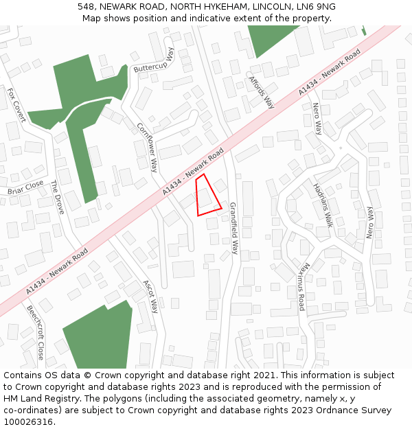 548, NEWARK ROAD, NORTH HYKEHAM, LINCOLN, LN6 9NG: Location map and indicative extent of plot