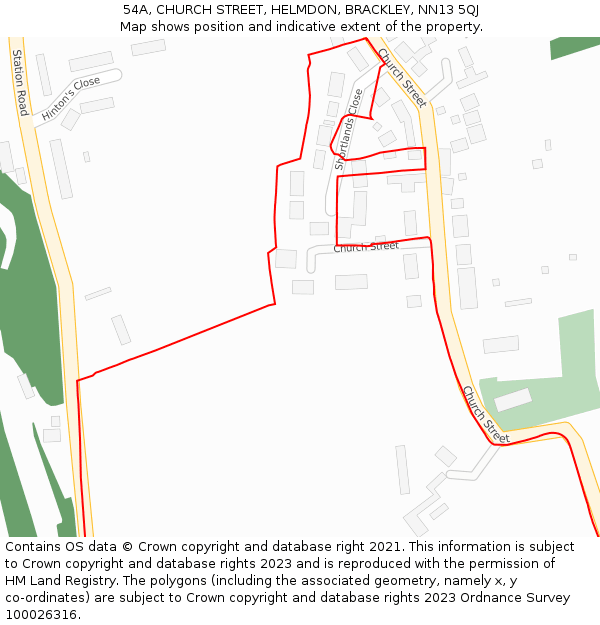 54A, CHURCH STREET, HELMDON, BRACKLEY, NN13 5QJ: Location map and indicative extent of plot