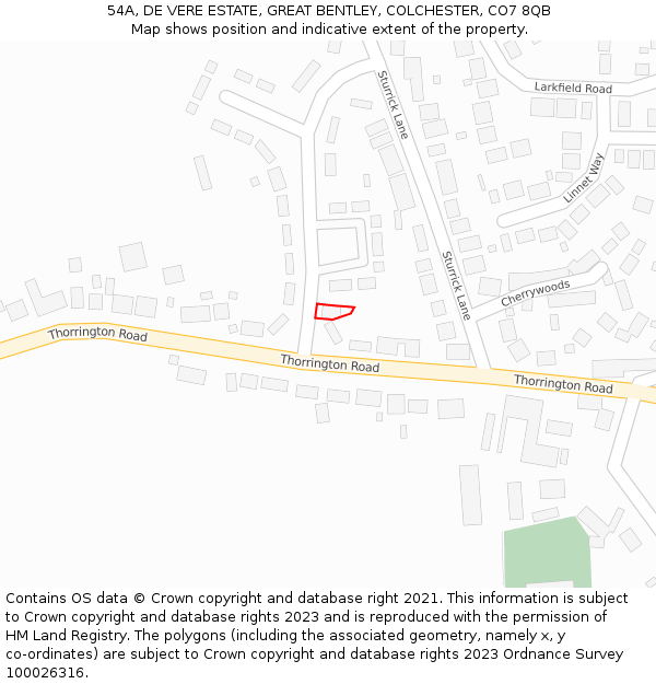 54A, DE VERE ESTATE, GREAT BENTLEY, COLCHESTER, CO7 8QB: Location map and indicative extent of plot