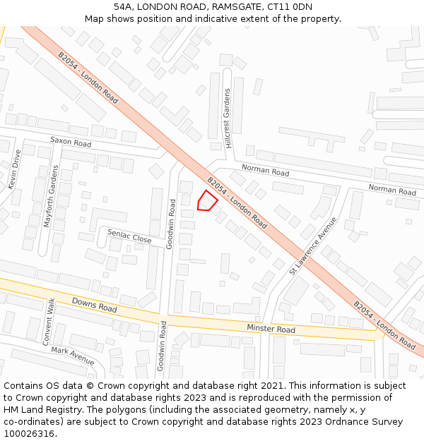 54A, LONDON ROAD, RAMSGATE, CT11 0DN: Location map and indicative extent of plot