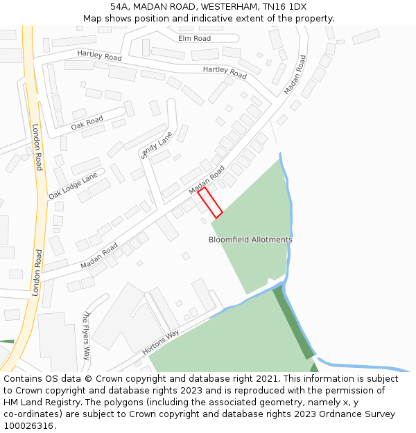 54A, MADAN ROAD, WESTERHAM, TN16 1DX: Location map and indicative extent of plot