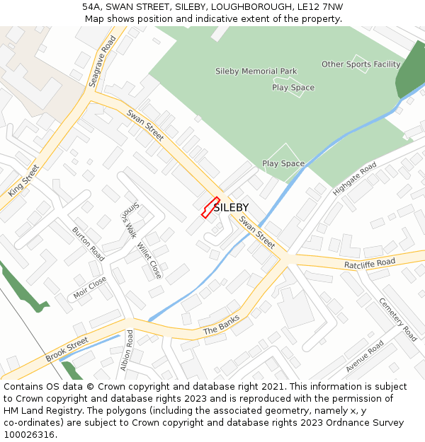 54A, SWAN STREET, SILEBY, LOUGHBOROUGH, LE12 7NW: Location map and indicative extent of plot