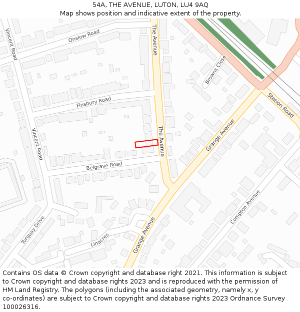 54A, THE AVENUE, LUTON, LU4 9AQ: Location map and indicative extent of plot