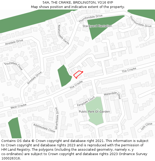 54A, THE CRAYKE, BRIDLINGTON, YO16 6YP: Location map and indicative extent of plot