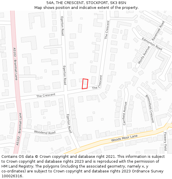 54A, THE CRESCENT, STOCKPORT, SK3 8SN: Location map and indicative extent of plot