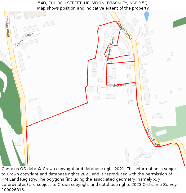 54B, CHURCH STREET, HELMDON, BRACKLEY, NN13 5QJ: Location map and indicative extent of plot