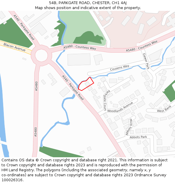 54B, PARKGATE ROAD, CHESTER, CH1 4AJ: Location map and indicative extent of plot