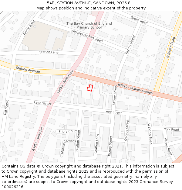 54B, STATION AVENUE, SANDOWN, PO36 8HL: Location map and indicative extent of plot