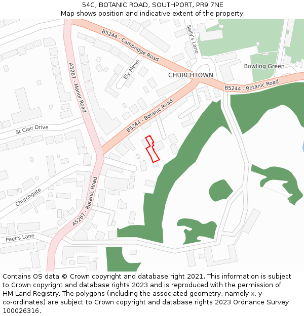 54C, BOTANIC ROAD, SOUTHPORT, PR9 7NE: Location map and indicative extent of plot