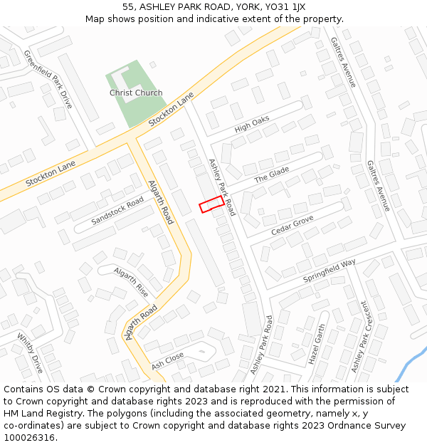 55, ASHLEY PARK ROAD, YORK, YO31 1JX: Location map and indicative extent of plot