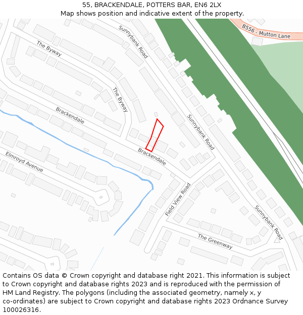 55, BRACKENDALE, POTTERS BAR, EN6 2LX: Location map and indicative extent of plot