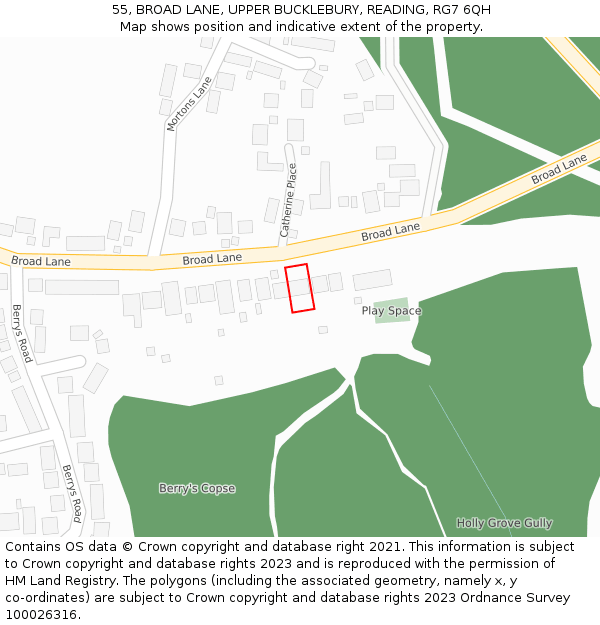 55, BROAD LANE, UPPER BUCKLEBURY, READING, RG7 6QH: Location map and indicative extent of plot