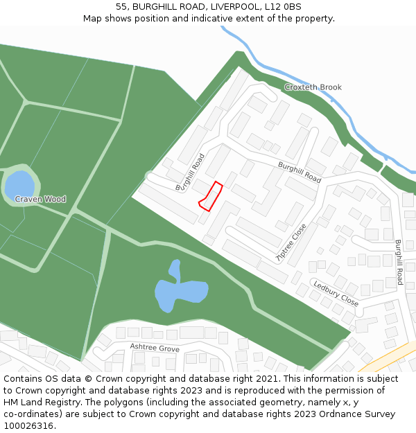 55, BURGHILL ROAD, LIVERPOOL, L12 0BS: Location map and indicative extent of plot