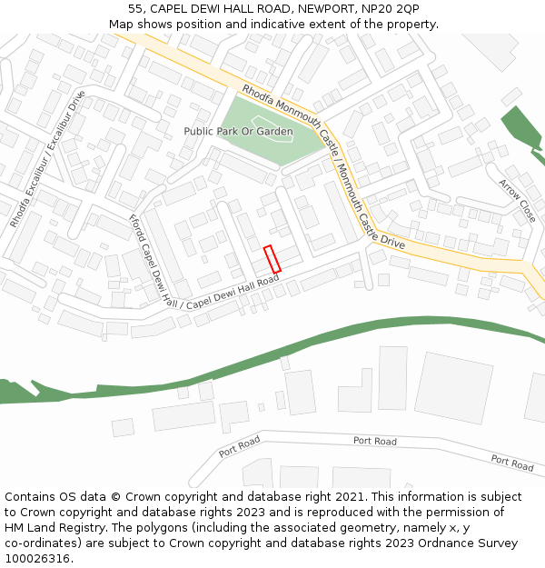 55, CAPEL DEWI HALL ROAD, NEWPORT, NP20 2QP: Location map and indicative extent of plot