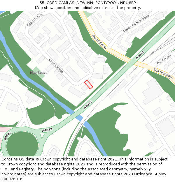 55, COED CAMLAS, NEW INN, PONTYPOOL, NP4 8RP: Location map and indicative extent of plot