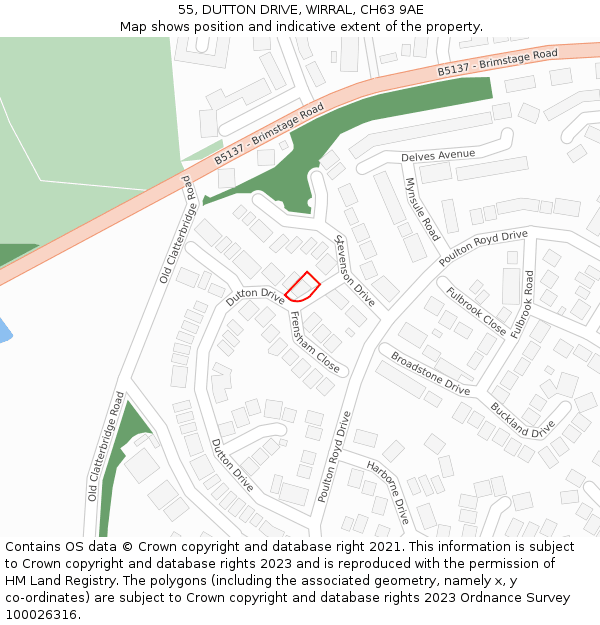 55, DUTTON DRIVE, WIRRAL, CH63 9AE: Location map and indicative extent of plot