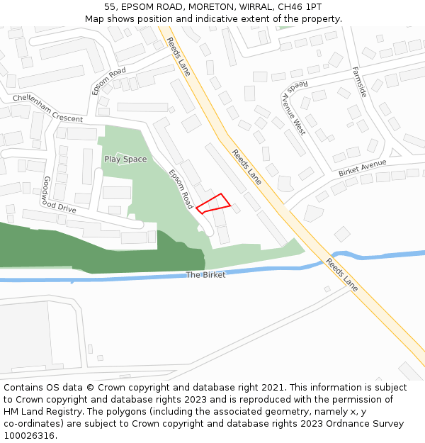 55, EPSOM ROAD, MORETON, WIRRAL, CH46 1PT: Location map and indicative extent of plot