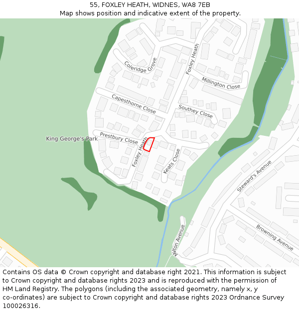 55, FOXLEY HEATH, WIDNES, WA8 7EB: Location map and indicative extent of plot