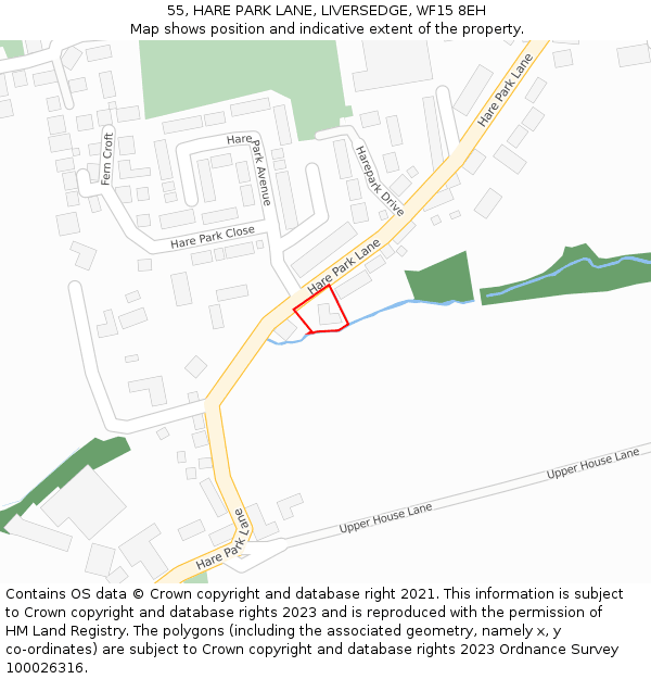 55, HARE PARK LANE, LIVERSEDGE, WF15 8EH: Location map and indicative extent of plot