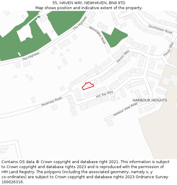 55, HAVEN WAY, NEWHAVEN, BN9 9TD: Location map and indicative extent of plot