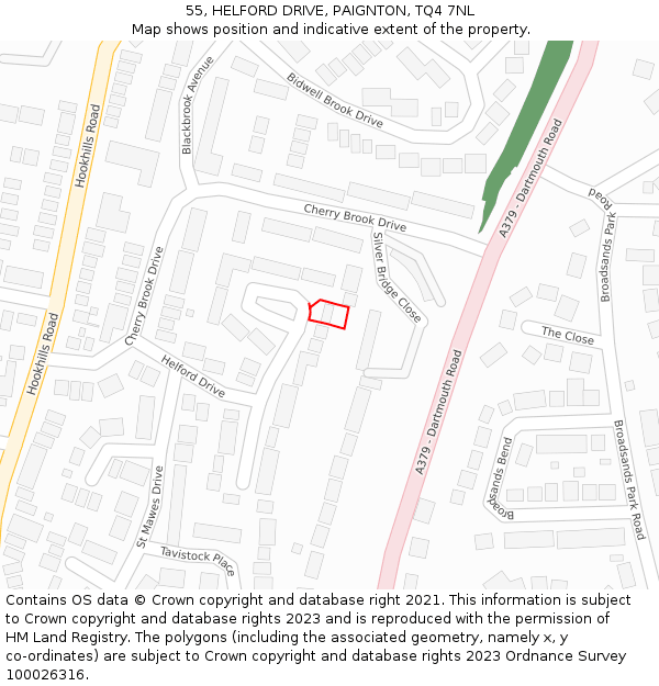 55, HELFORD DRIVE, PAIGNTON, TQ4 7NL: Location map and indicative extent of plot