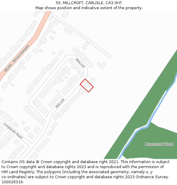 55, MILLCROFT, CARLISLE, CA3 0HT: Location map and indicative extent of plot