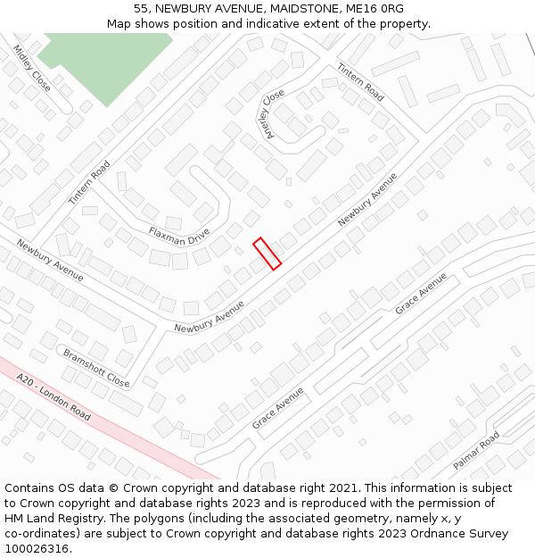 55, NEWBURY AVENUE, MAIDSTONE, ME16 0RG: Location map and indicative extent of plot