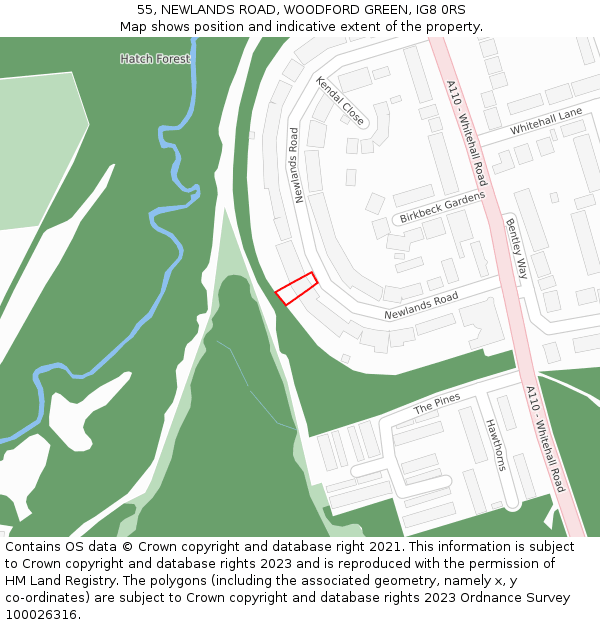 55, NEWLANDS ROAD, WOODFORD GREEN, IG8 0RS: Location map and indicative extent of plot