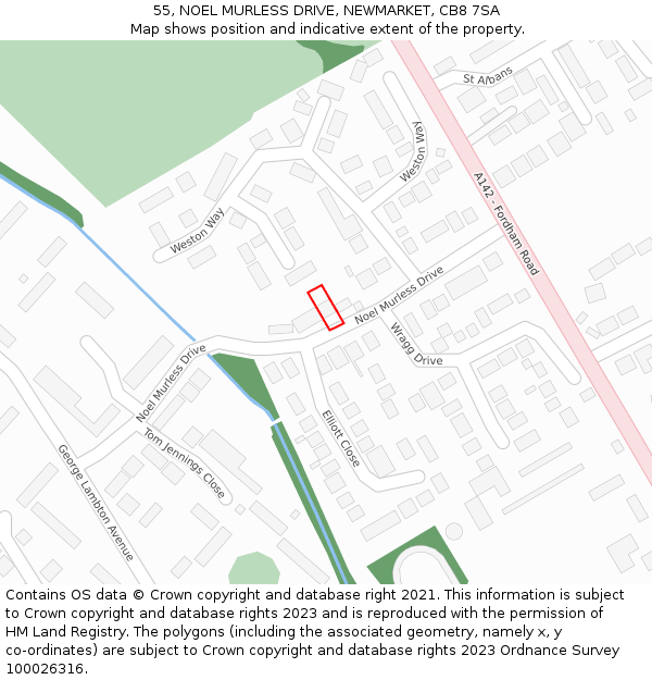 55, NOEL MURLESS DRIVE, NEWMARKET, CB8 7SA: Location map and indicative extent of plot