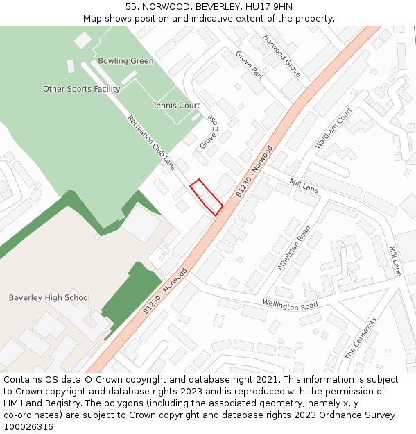 55, NORWOOD, BEVERLEY, HU17 9HN: Location map and indicative extent of plot