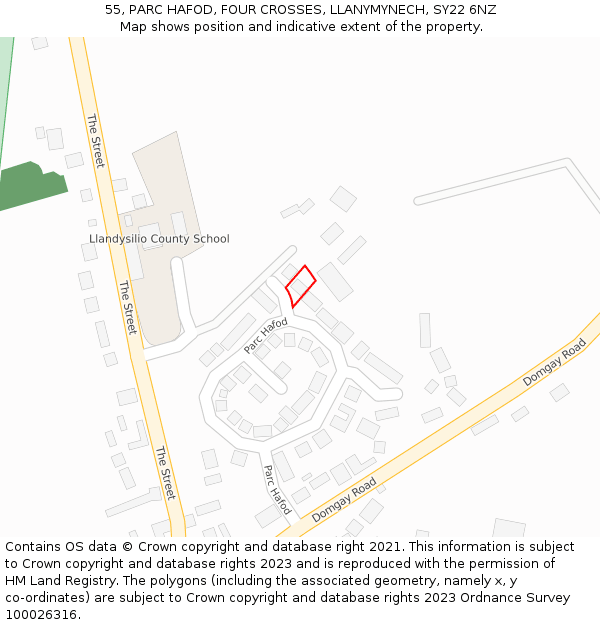 55, PARC HAFOD, FOUR CROSSES, LLANYMYNECH, SY22 6NZ: Location map and indicative extent of plot